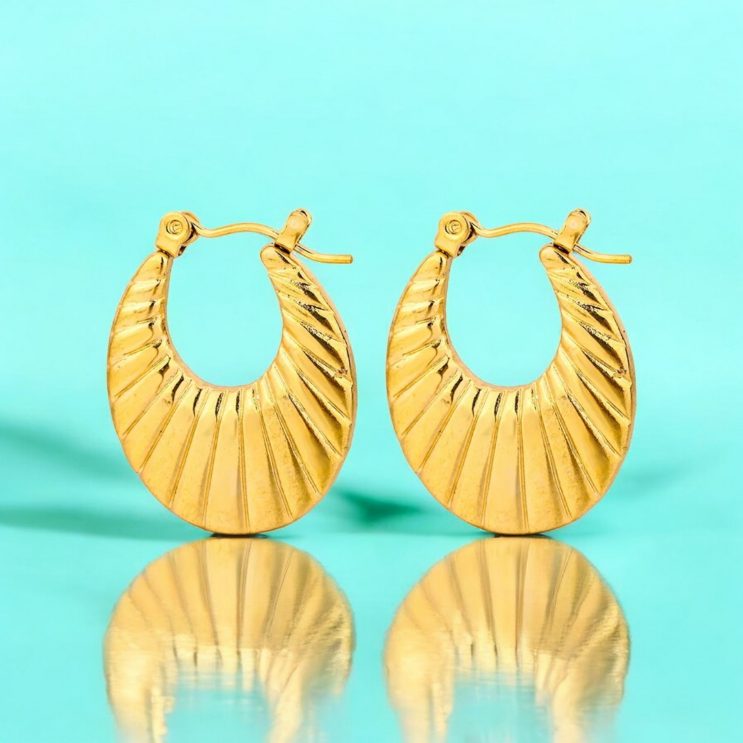 Susanne | Gold Plated Tear Drop Oval Hoop Earrings