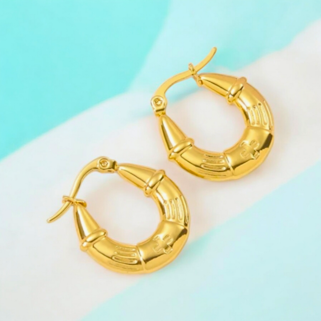 Nia | Gold Plated U-Shaped Buckle Hoops Earrings