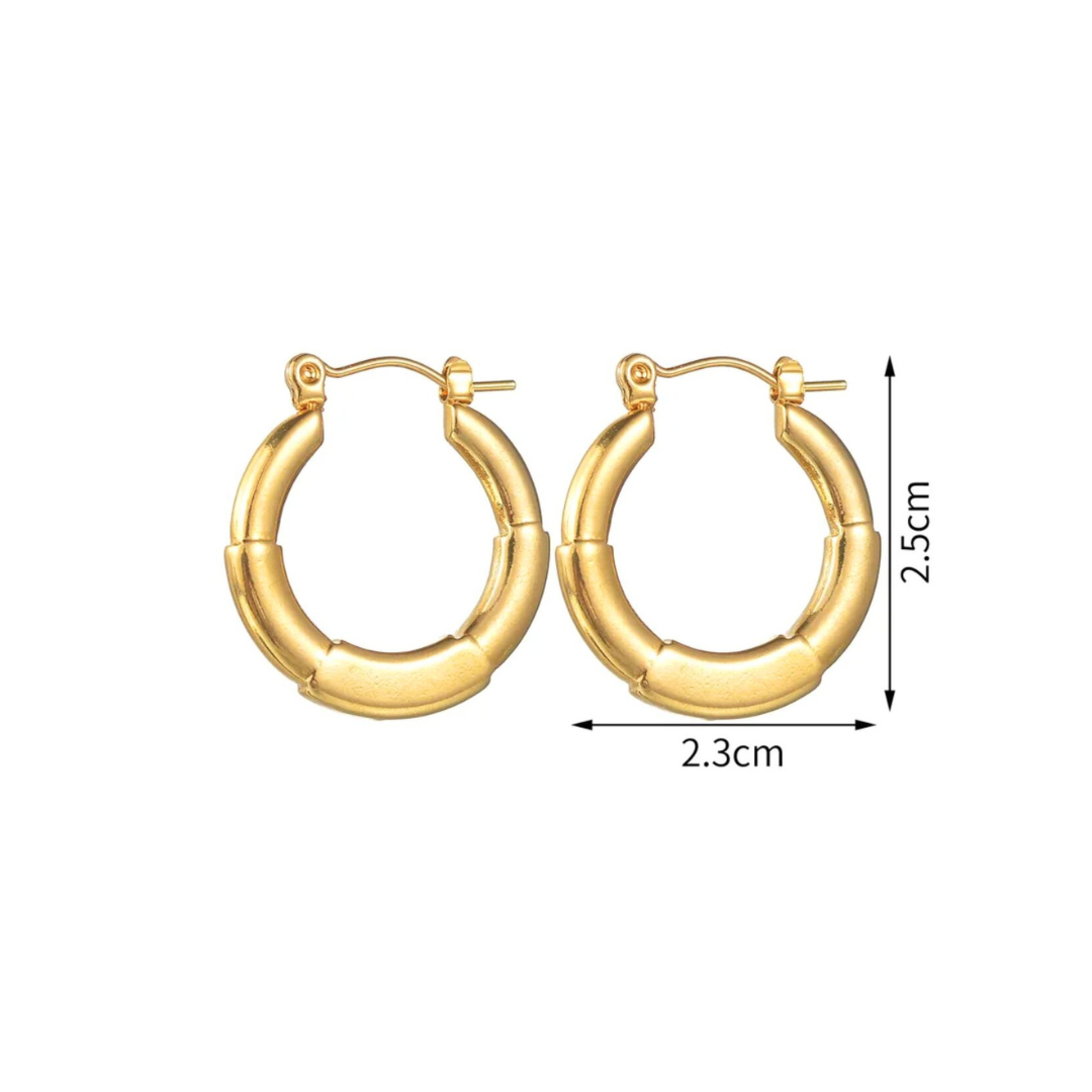 Anya | 18K Gold Plated Simple Circular Hoop Waterproof Earrings