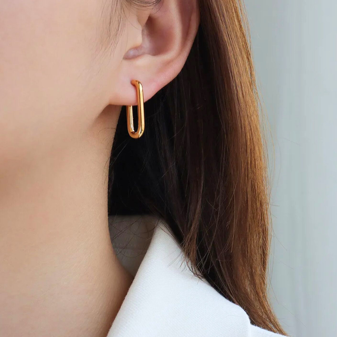Valencia | Gold-Plated Rectangular Hoop Earrings