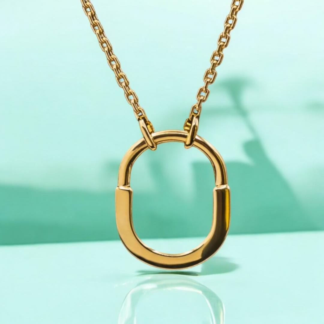 Kimberly | Gold Plated Lock Pendant Necklace with Link Chain