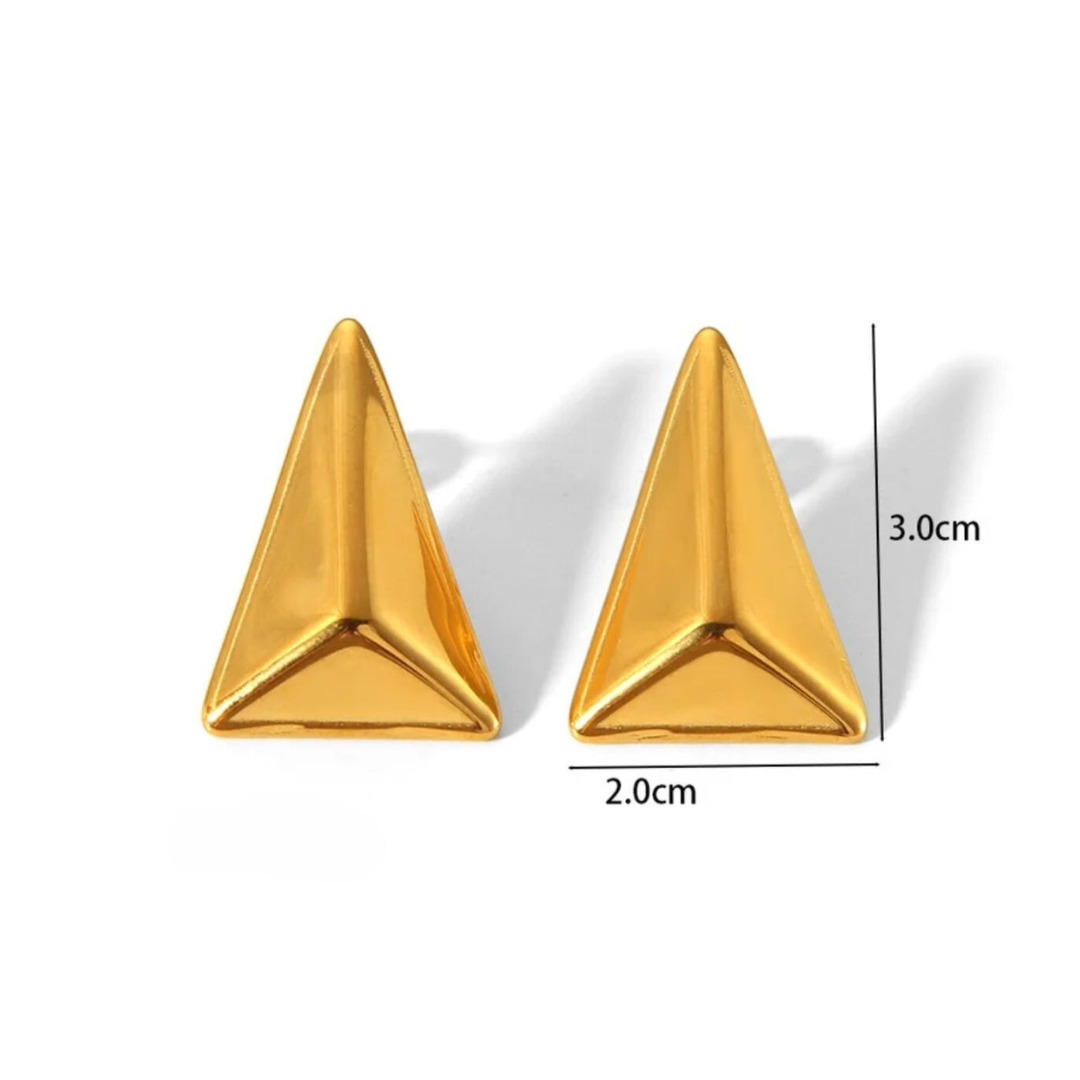 Catriona | 18K Gold Plated 3D Triangle Stud Waterproof Earrings