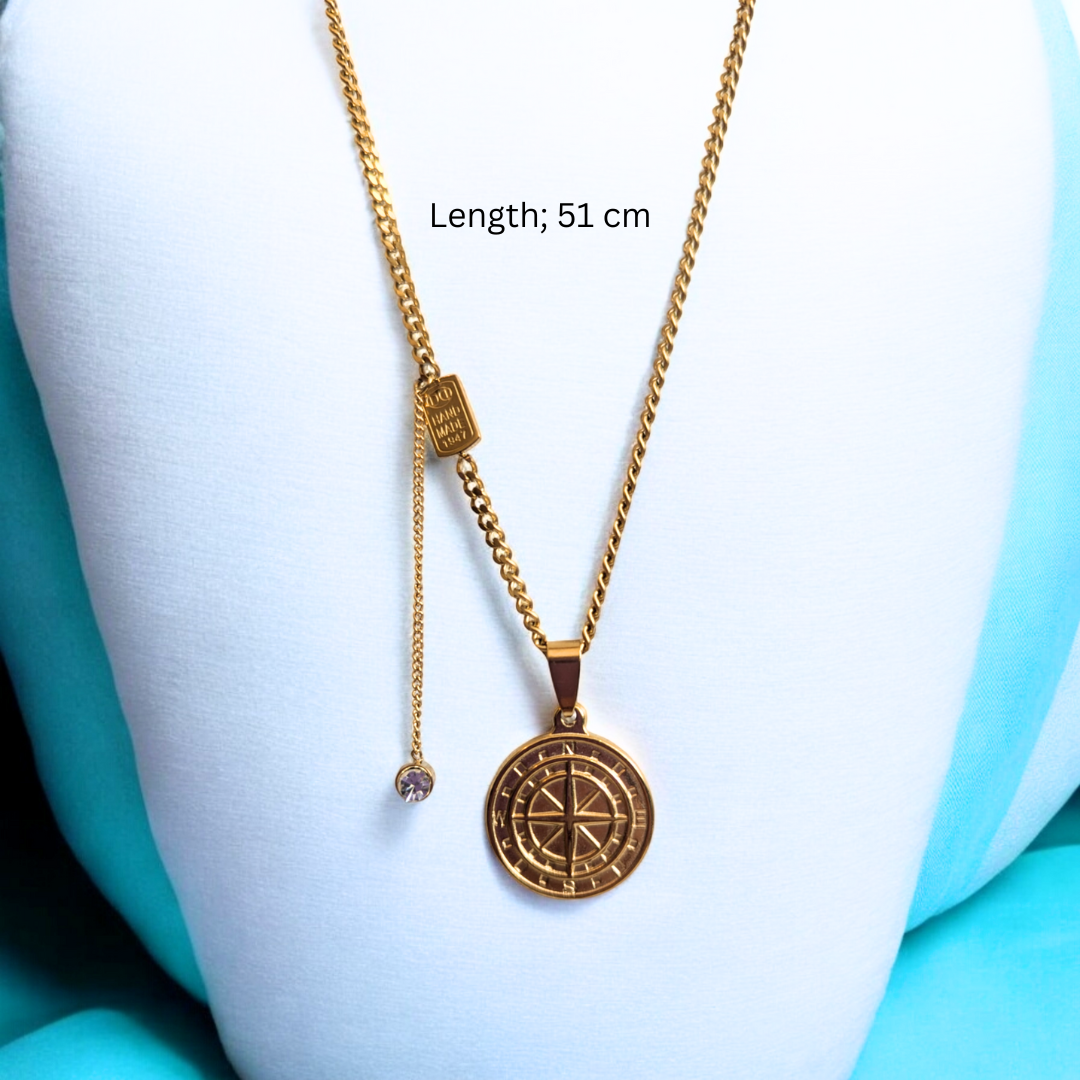 Gigi | Gold Plated Compass Pendant Necklace