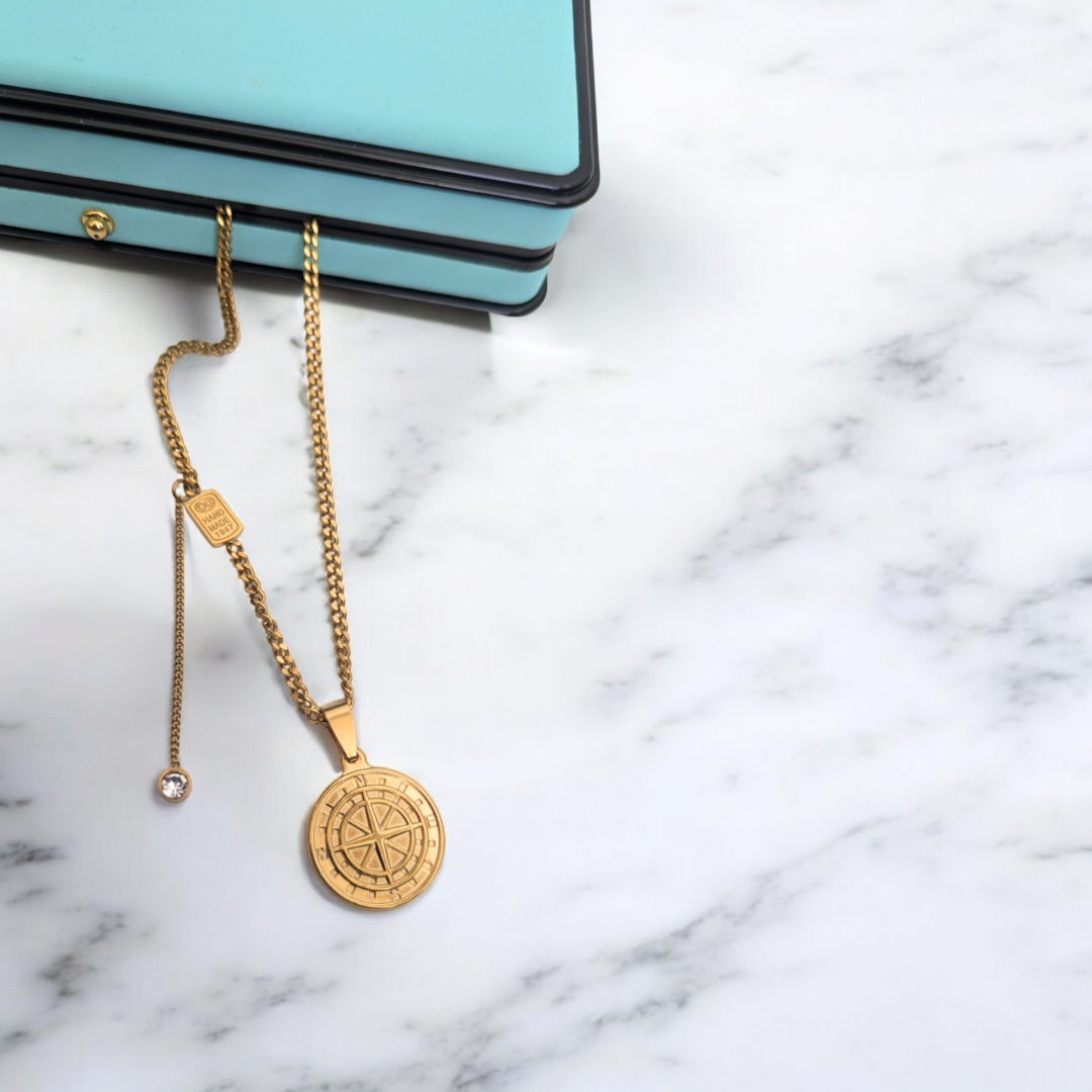 Gigi | Gold Plated Compass Pendant Necklace