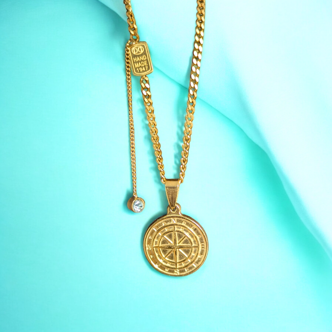 Gigi | Gold Plated Compass Pendant Necklace