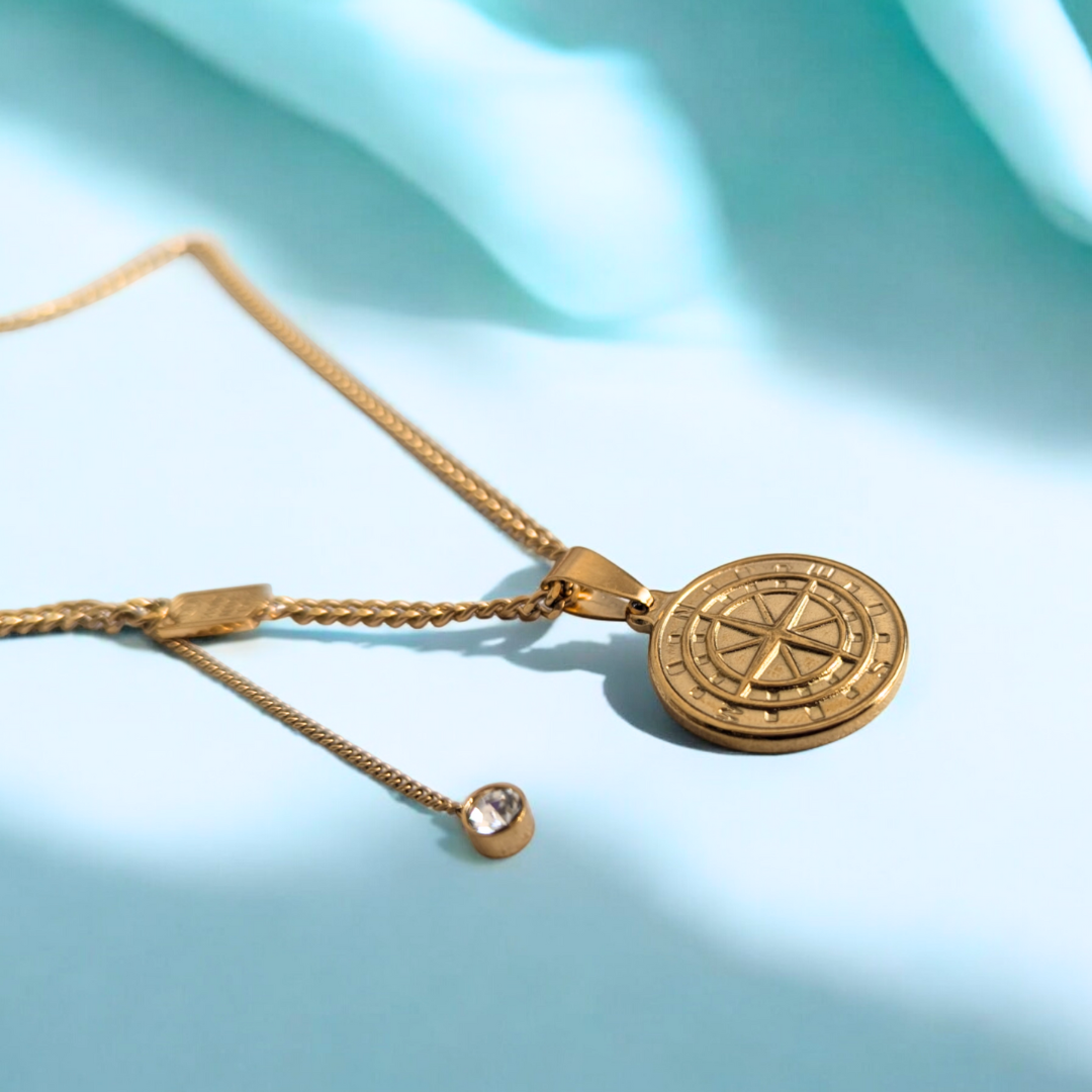 Gigi | Gold Plated Compass Pendant Necklace