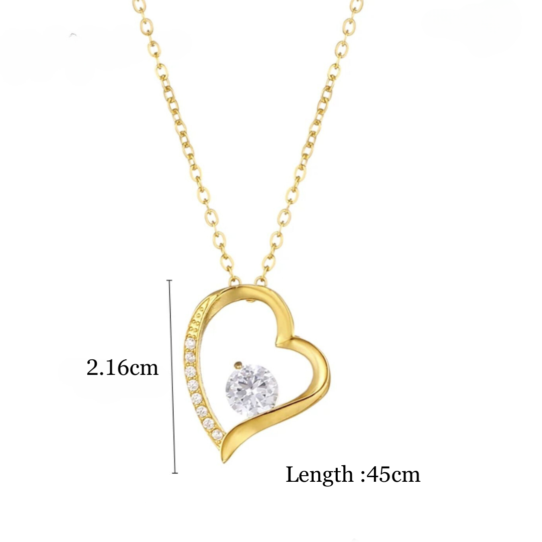 Willow | Gold Plated Heart Charm Necklace with Zircons