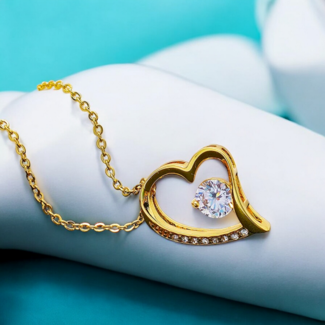 Willow | Gold Plated Heart Charm Necklace with Zircons