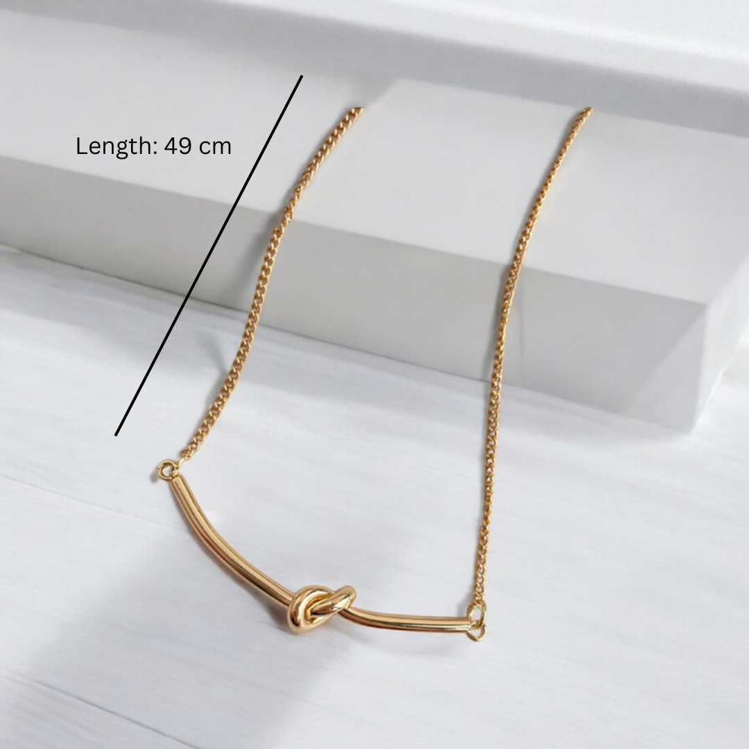 Brooklyn | Gold Plated Knotted Bar Pendant Necklace
