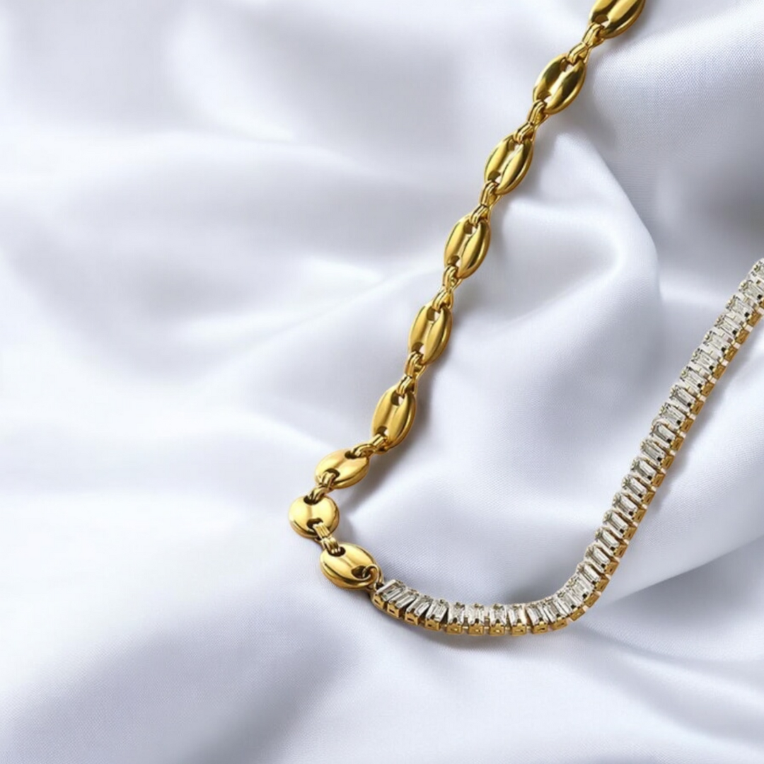 Kim | Gold Plated Snake Necklace with Zircons