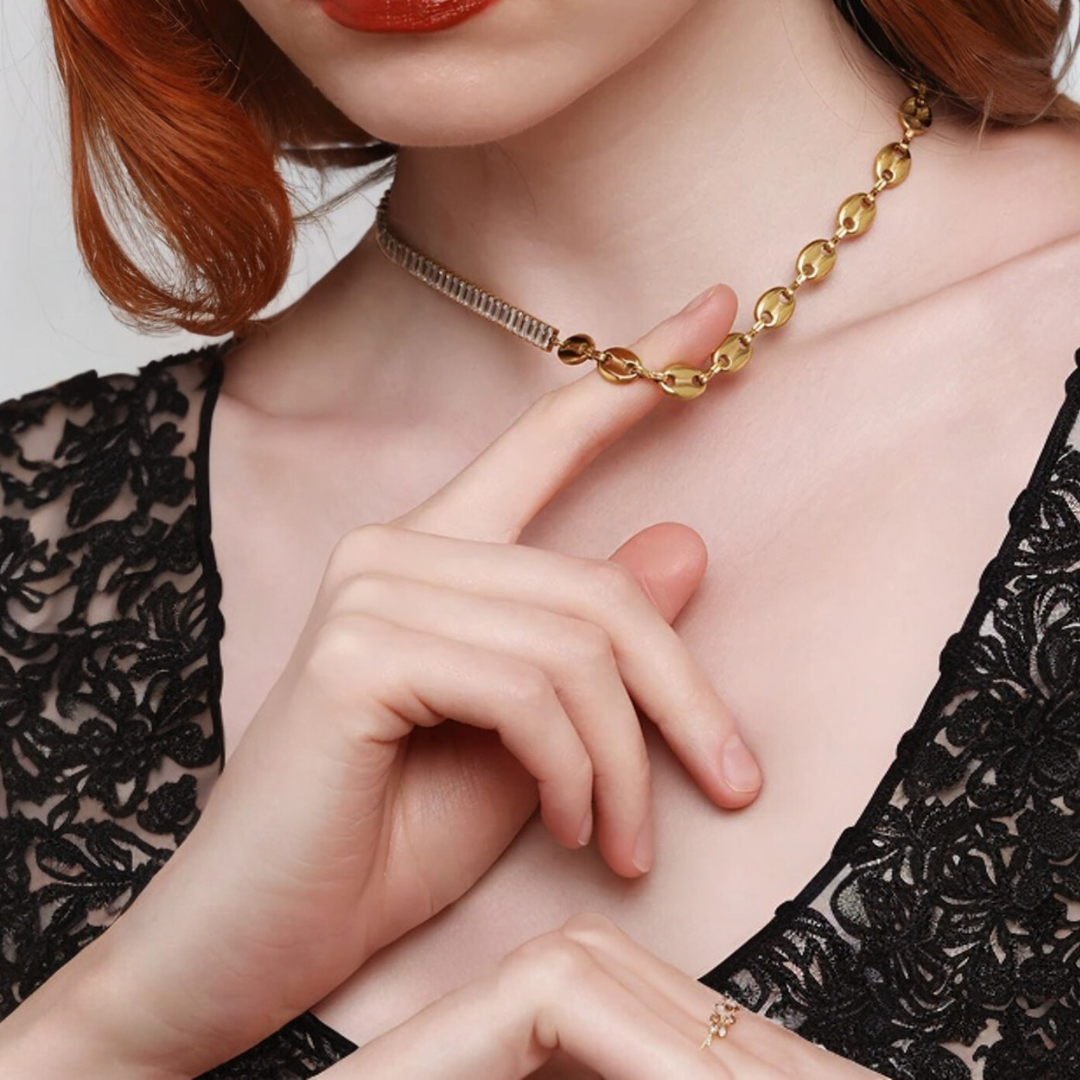 Kim | Gold Plated Snake Necklace with Zircons
