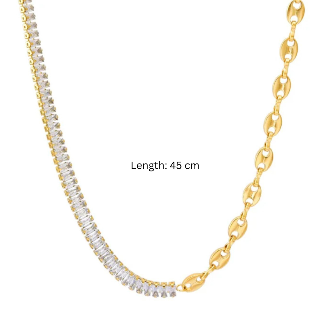 Kim | Gold Plated Snake Necklace with Zircons