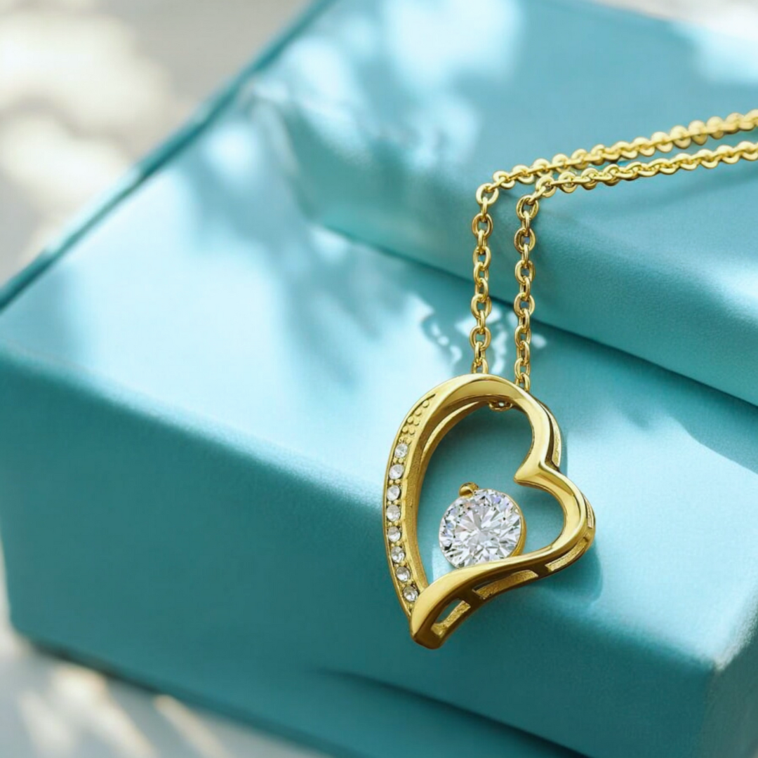 Willow | Gold Plated Heart Charm Necklace with Zircons
