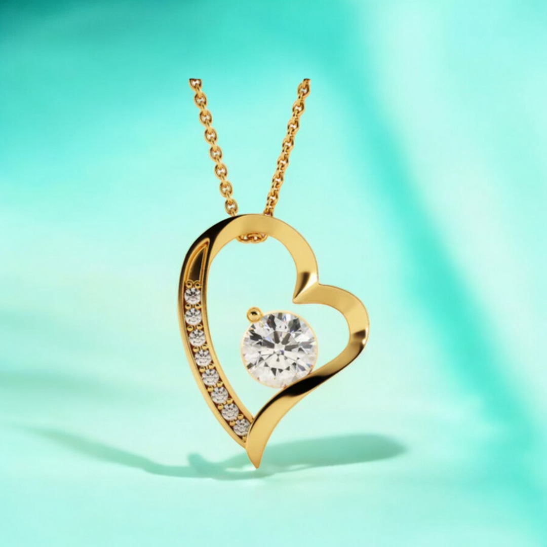Willow | Gold Plated Heart Charm Necklace with Zircons