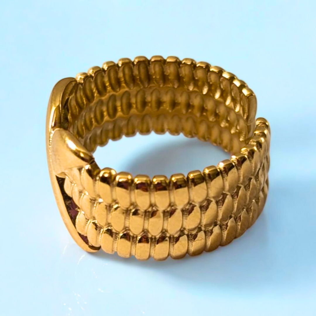 Colleen | Gold Plated Thick X Vintage Resizable Ring