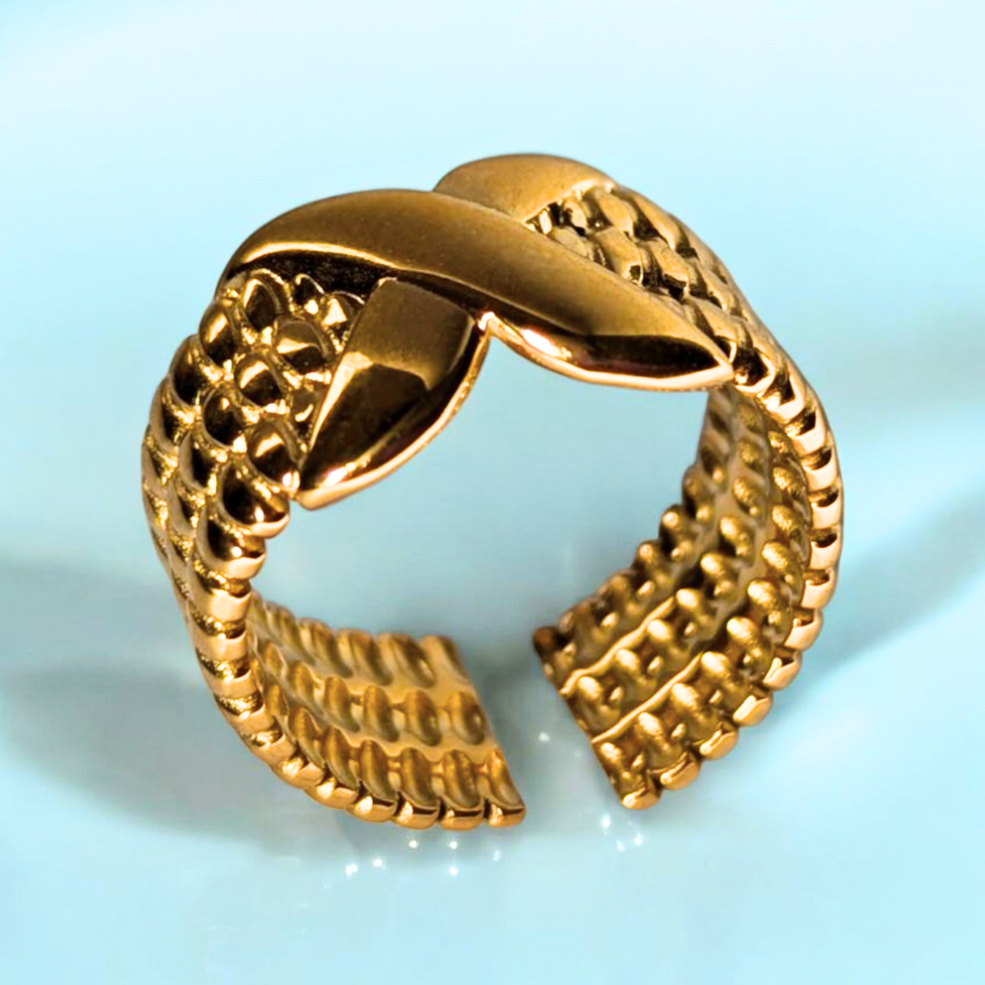 Colleen | Gold Plated Thick X Vintage Resizable Ring
