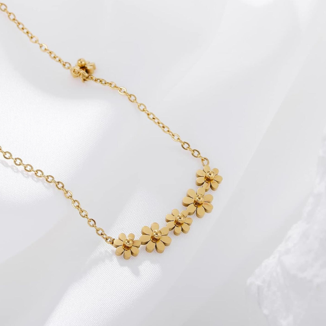 Lilliana | Gold-Plated Six-Flower Motif Waterproof Necklace