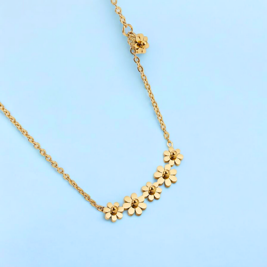 Lilliana | Gold-Plated Six-Flower Motif Waterproof Necklace