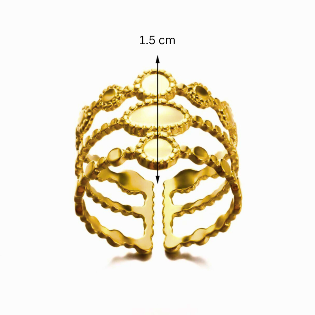 Ruby | Gold-Plated Layered Boho Vintage Cuff Resizable Ring