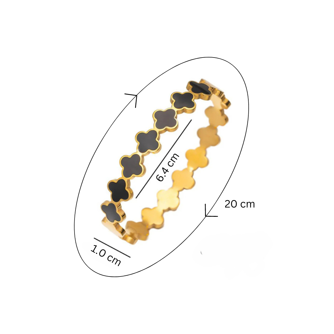Aida | Gold Plated Shell Filled Clover Bracelet Bangle
