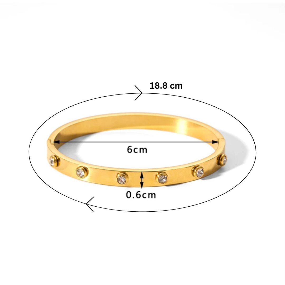 Ophelia | Gold Plated Circular Zircon Cuff Bracelet Bangle