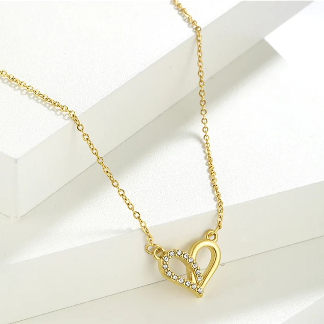 Zorelle | Gold Plated Heart Zircon Pendant Necklace