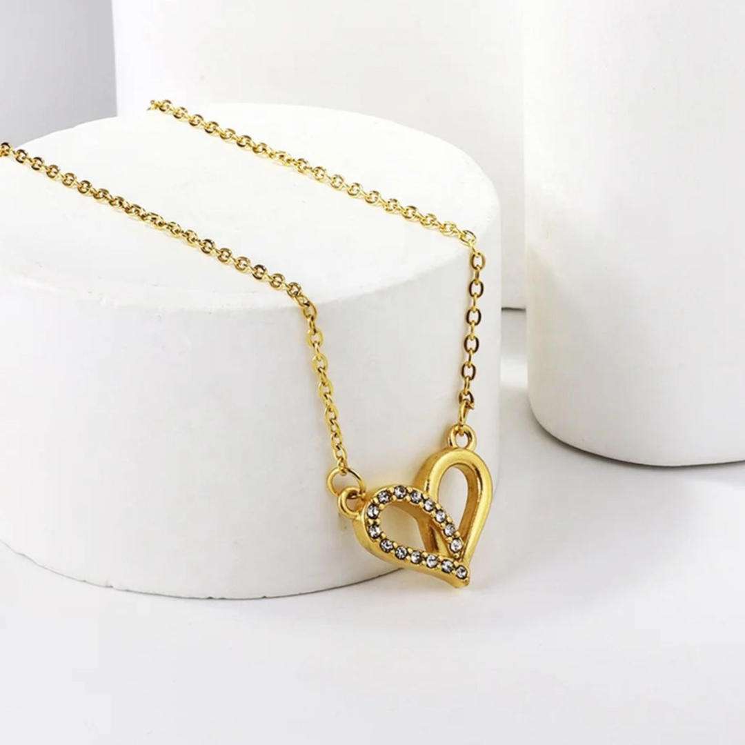 Zorelle | Gold Plated Heart Zircon Pendant Necklace