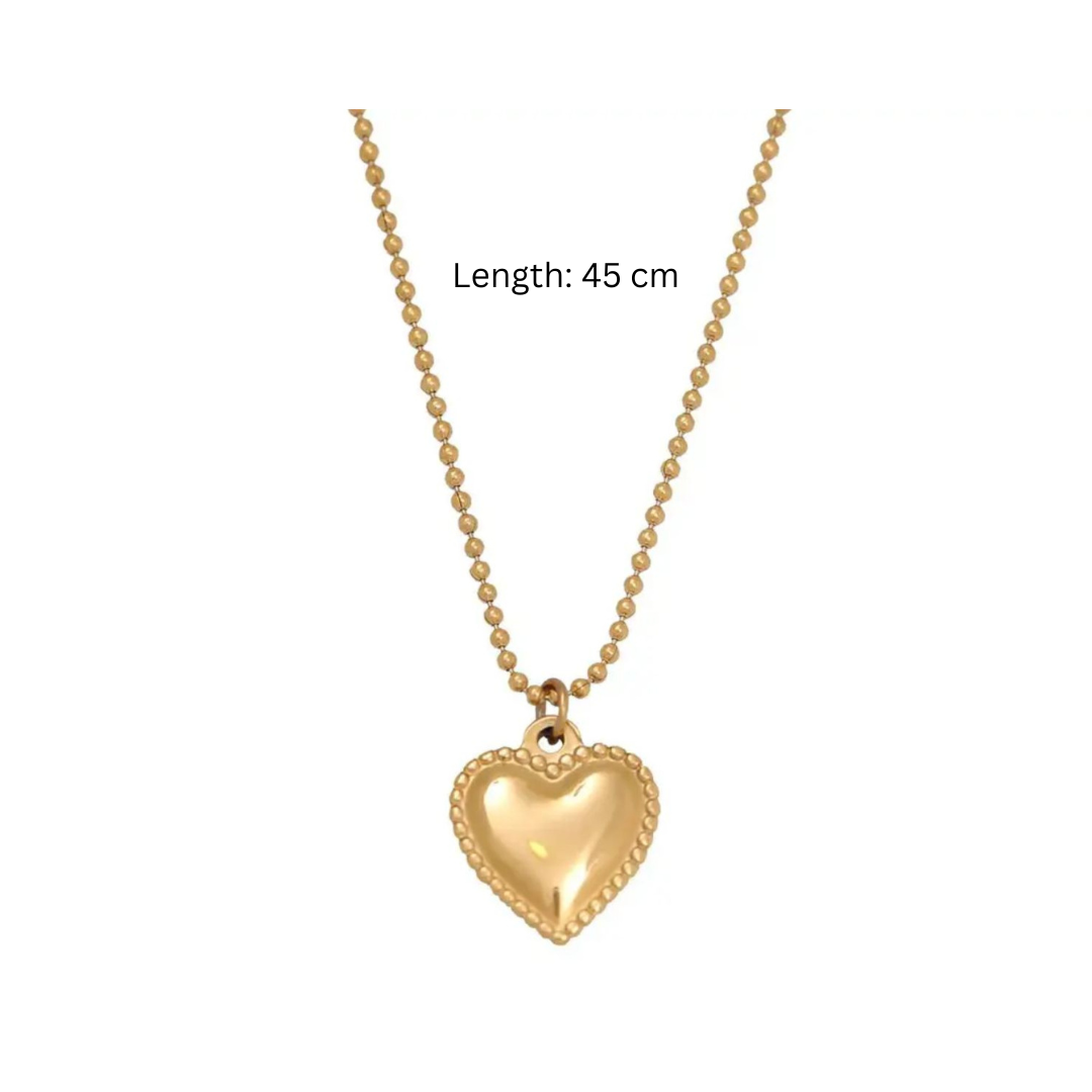 Cassidy | Gold (18K) Plated Solid Love Heart Pendant Waterproof Necklace