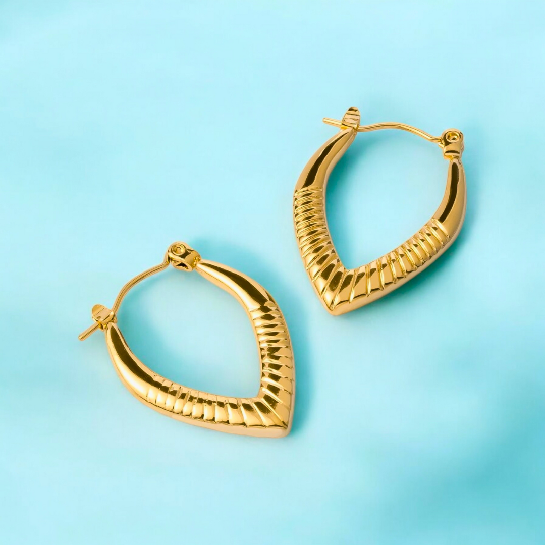 Adriana | Gold Plated Screw Thread Chunky Hoop Earrings