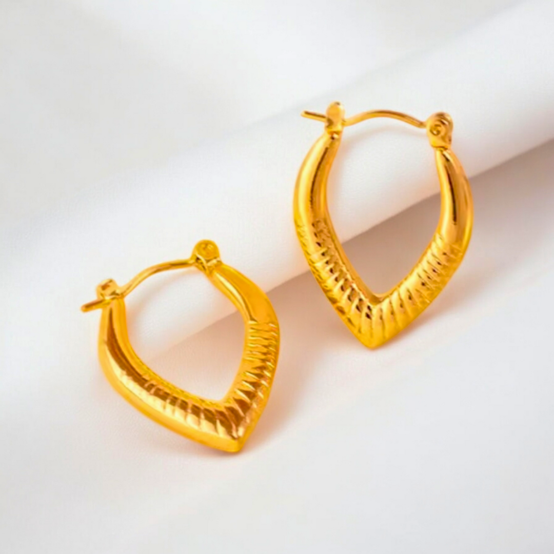 Adriana | Gold Plated Screw Thread Chunky Hoop Earrings