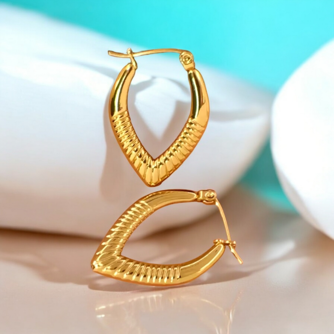 Adriana | Gold Plated Screw Thread Chunky Hoop Earrings