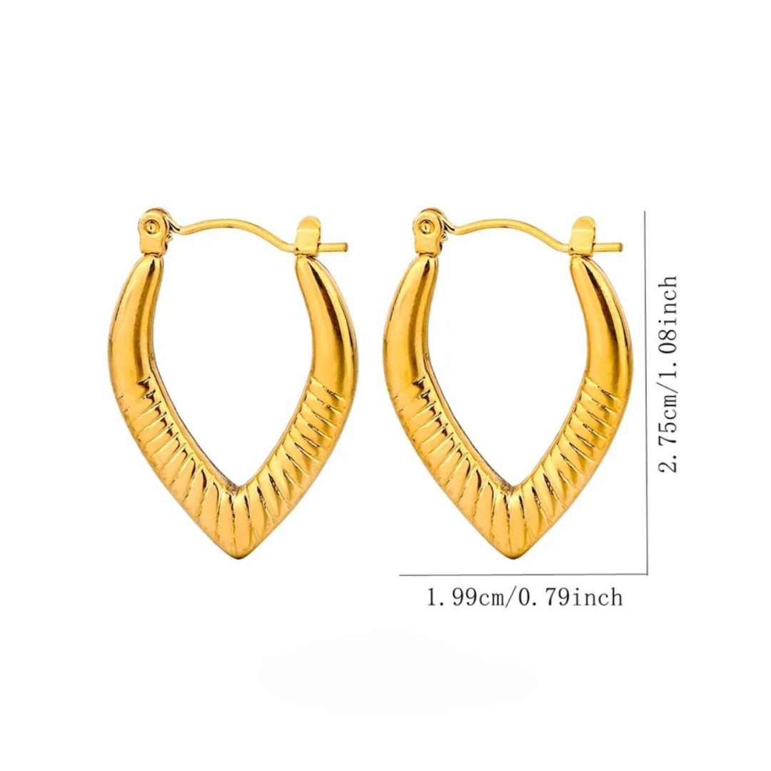 Adriana | Gold Plated Screw Thread Chunky Hoop Earrings