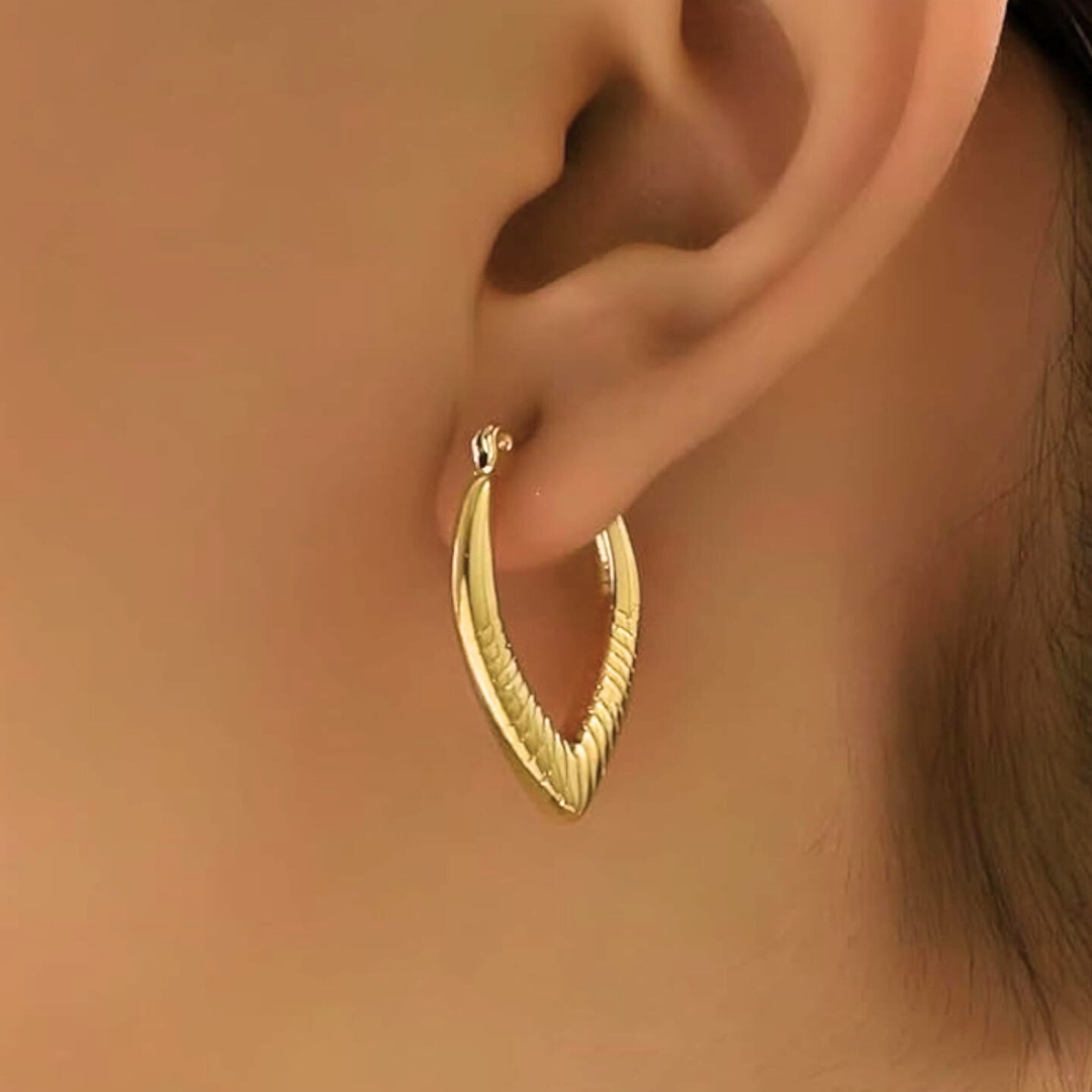 Adriana | Gold Plated Screw Thread Chunky Hoop Earrings