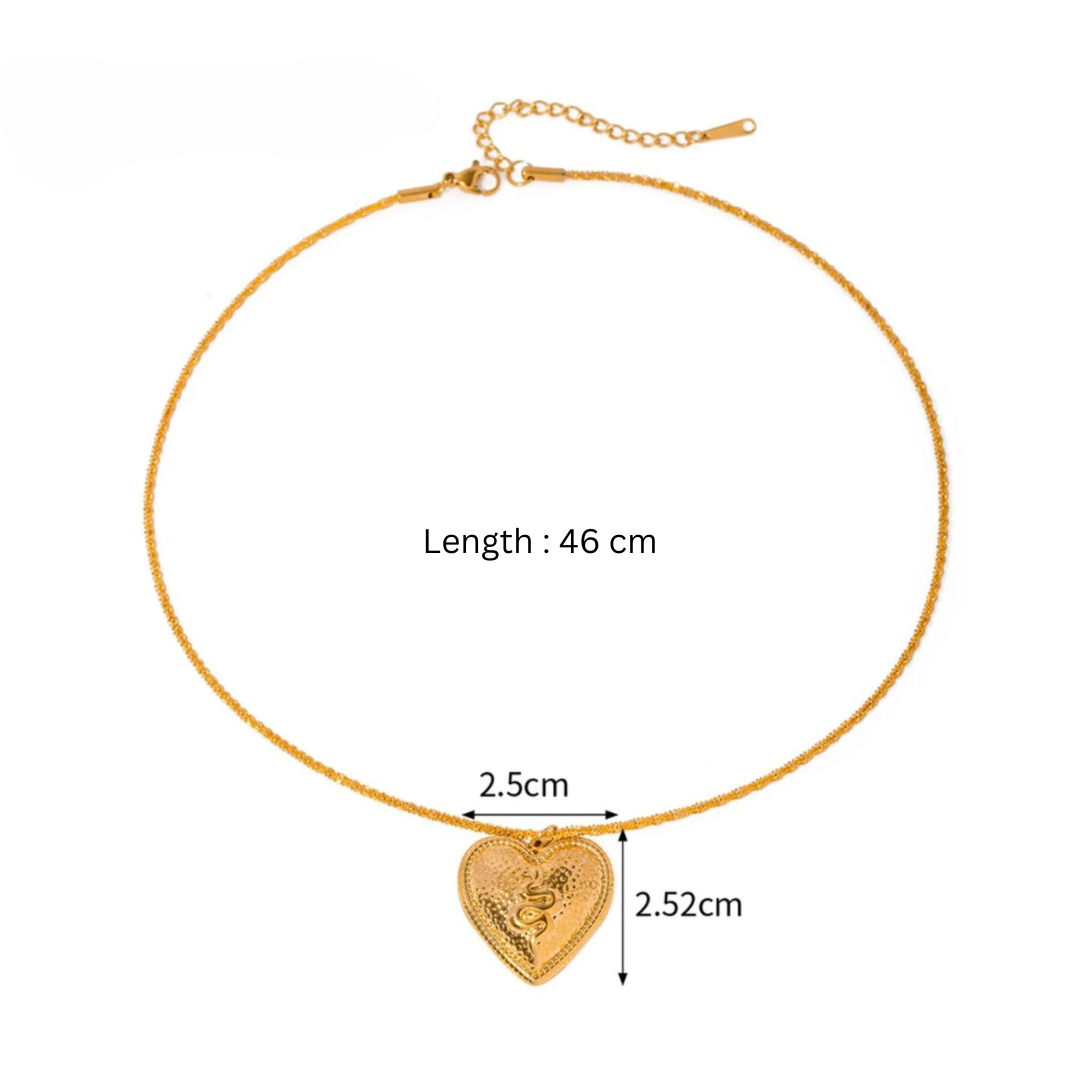 Corine | Gold (18K) Plated Chunky Heart Snake Chain Waterproof Necklace