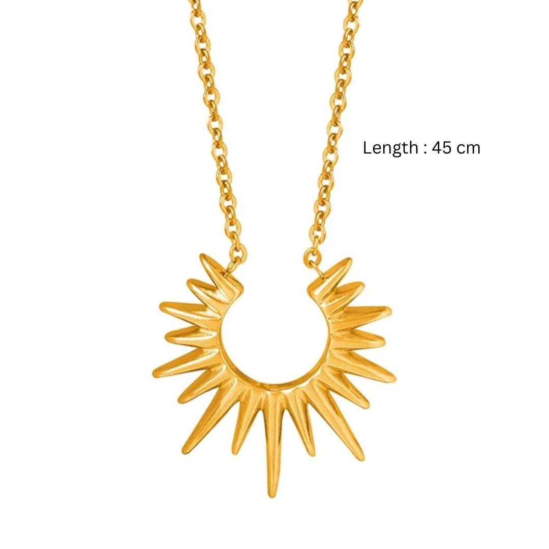 Rhianne | Gold (18K) Plated Sunflower Sun Pendant Waterproof Necklace