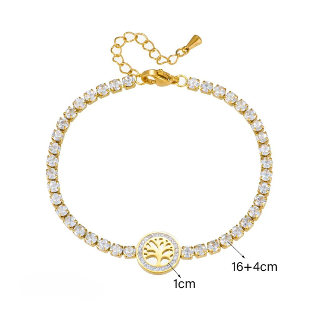 Eira | Gold Plated Tree of Life Zircon Bracelet