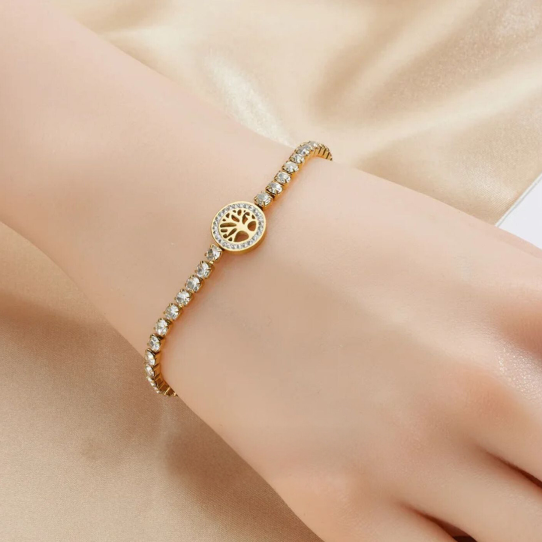 Eira | Gold Plated Tree of Life Zircon Bracelet