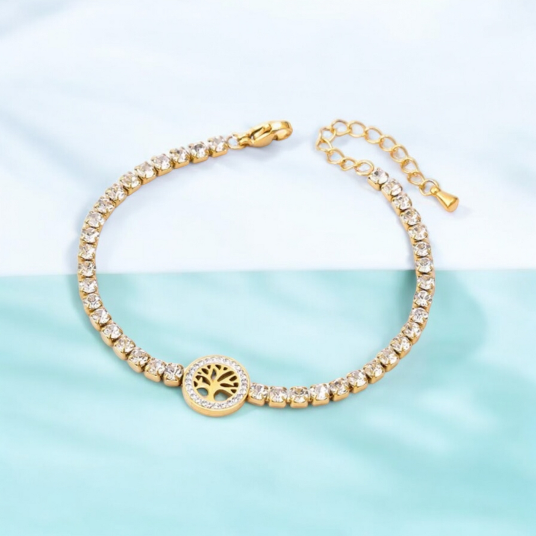 Eira | Gold Plated Tree of Life Zircon Bracelet