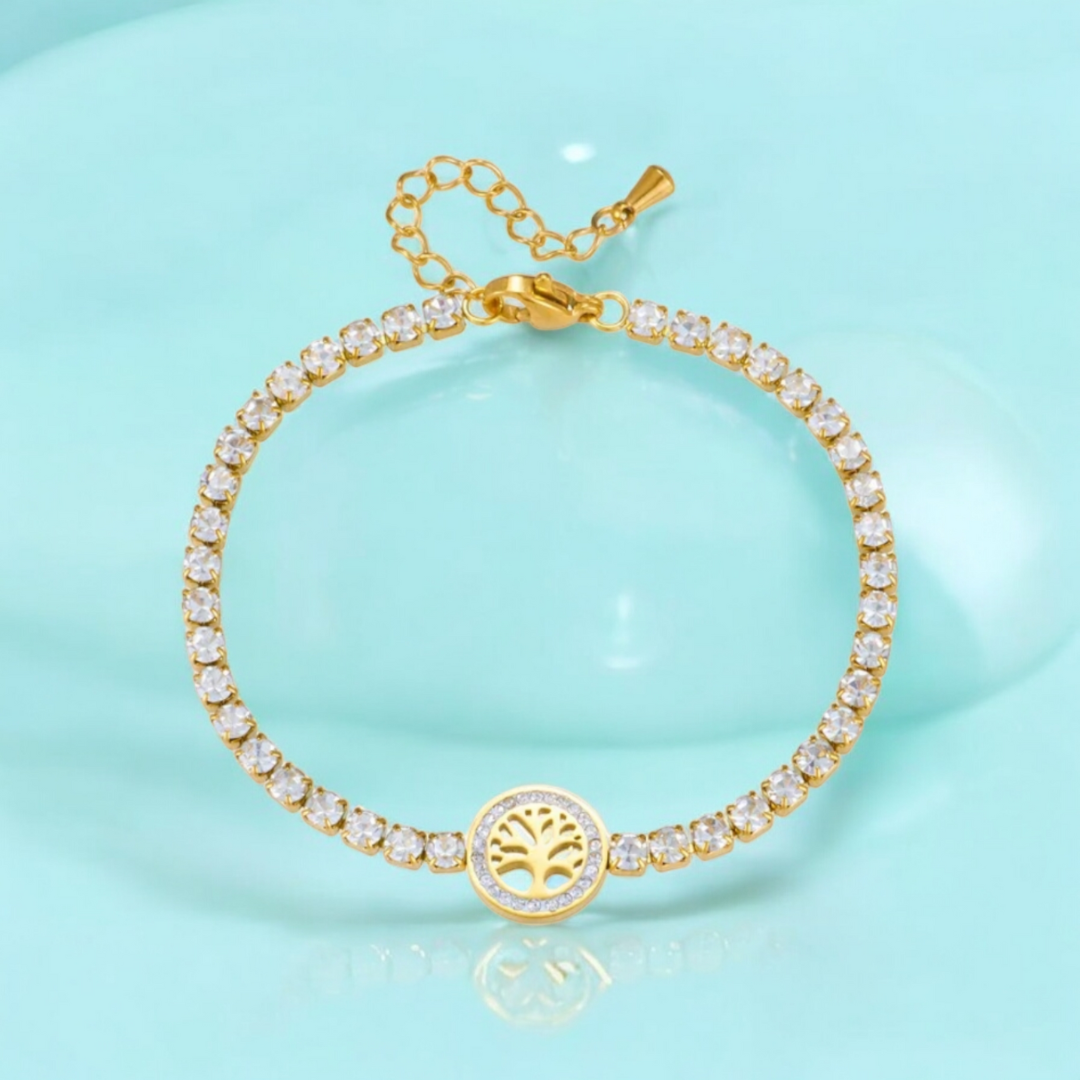 Eira | Gold Plated Tree of Life Zircon Bracelet