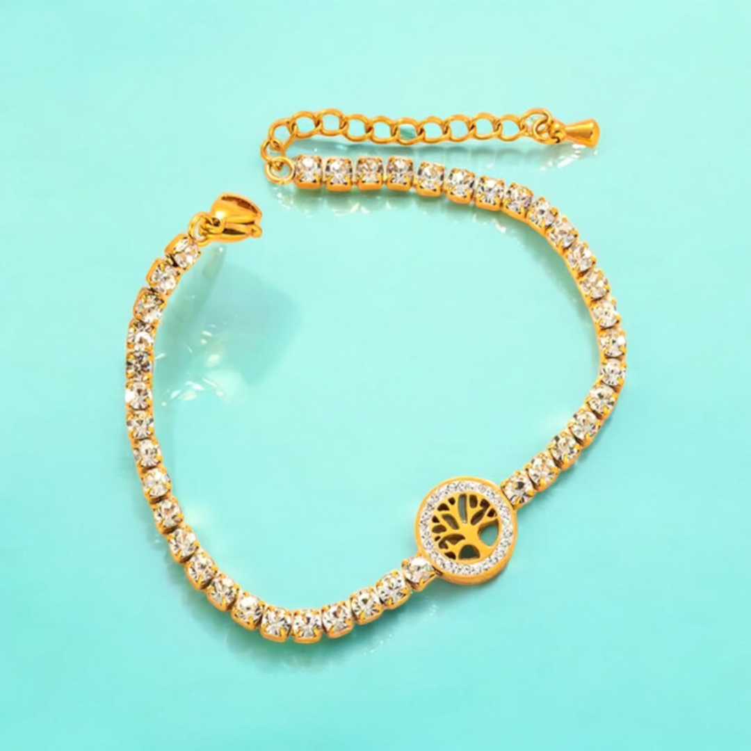Eira | Gold Plated Tree of Life Zircon Bracelet