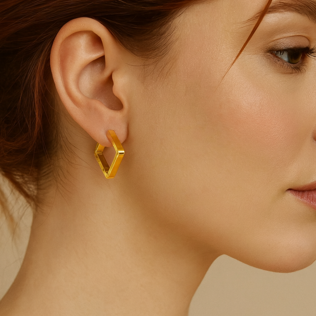 Juliette | Rose Gold Plated Square Geometric Hoop Earrings