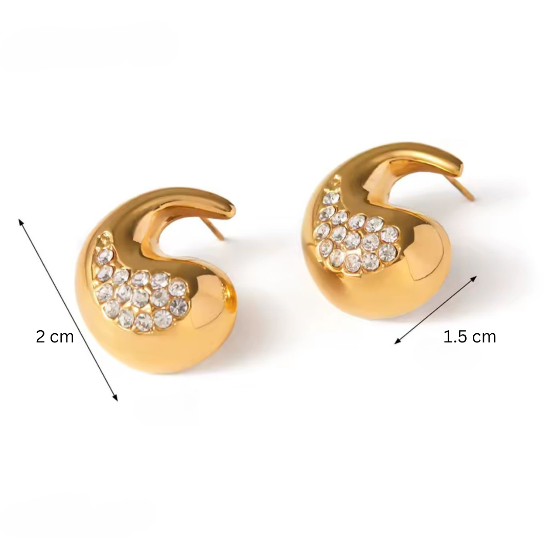 Sable | 18K Gold Plated Tear Drop Zircon Waterproof Stud Earrings