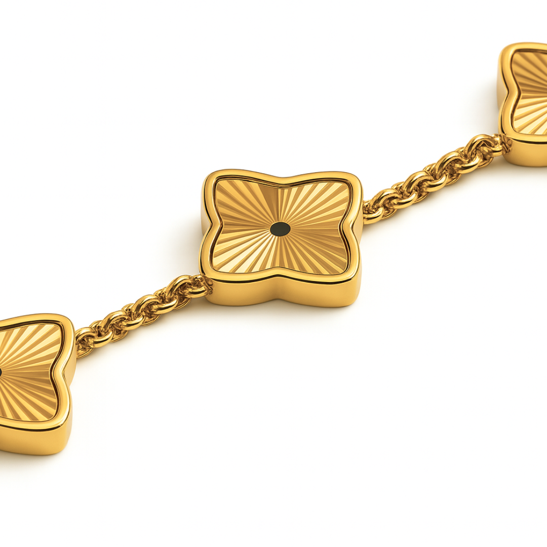 Clover Bracelet - 18K Gold Plated Waterproof Textured Multi Clover Jewellery