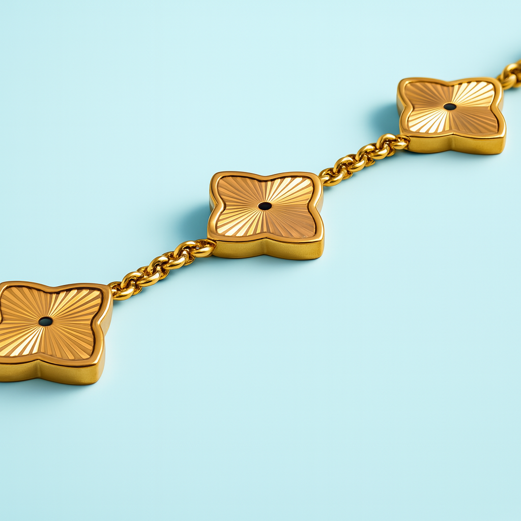 Clover Bracelet - 18K Gold Plated Waterproof Textured Clover Jewellery