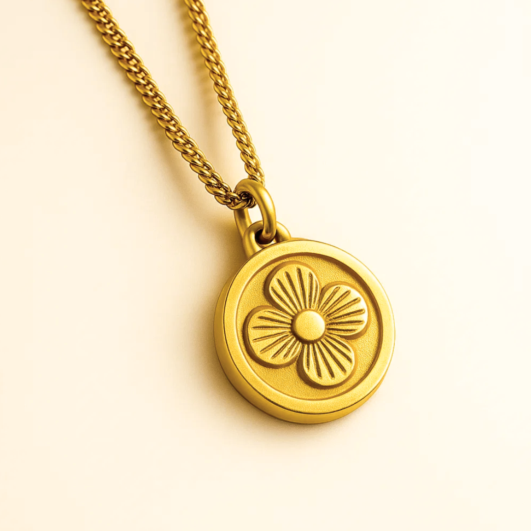 Elizabeth | Clover Coin Pendant Necklace - 18K Gold Plated Four-Leaf Waterproof Chain