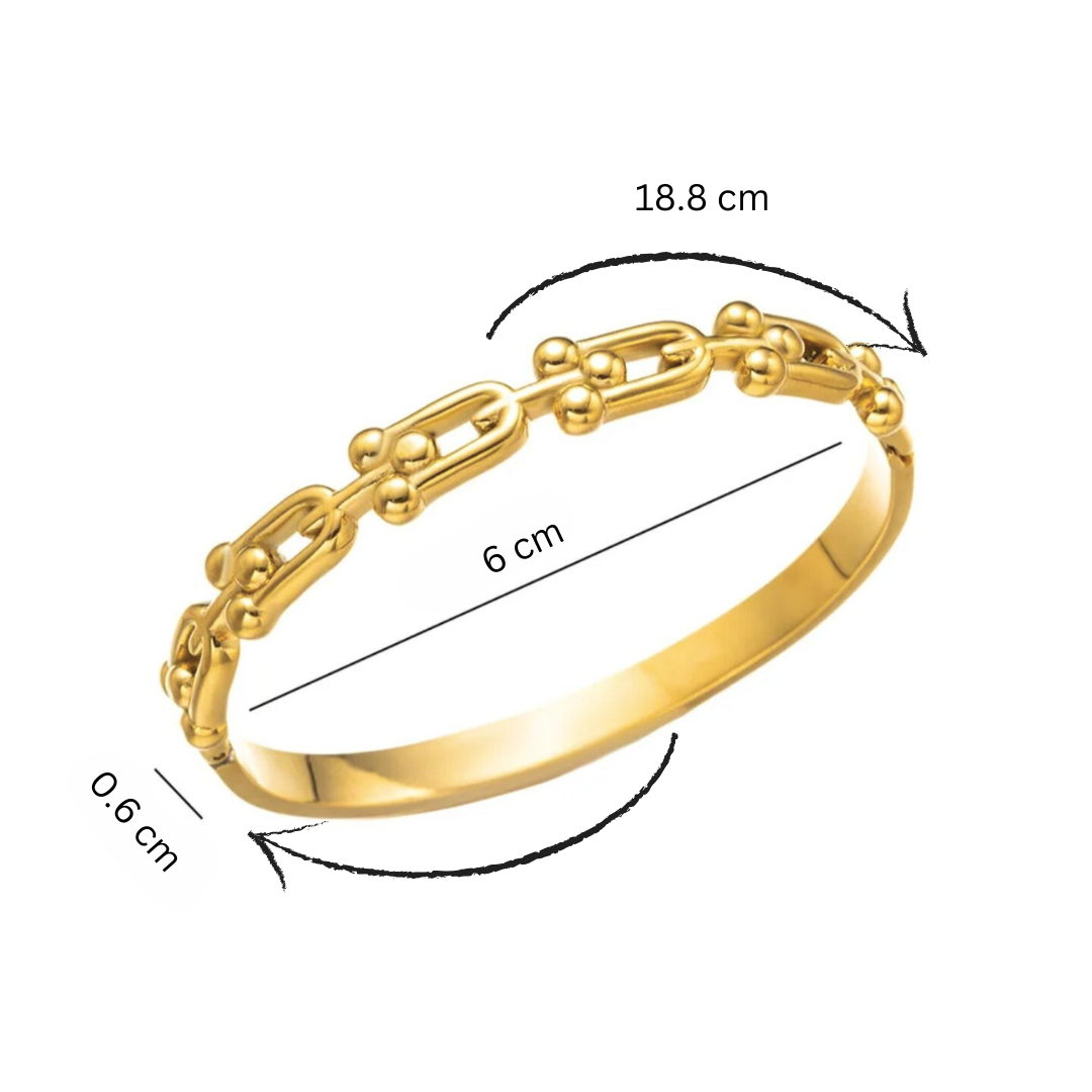 Amarante | Gold Plated U-Link Cuff Bangle Bracelet