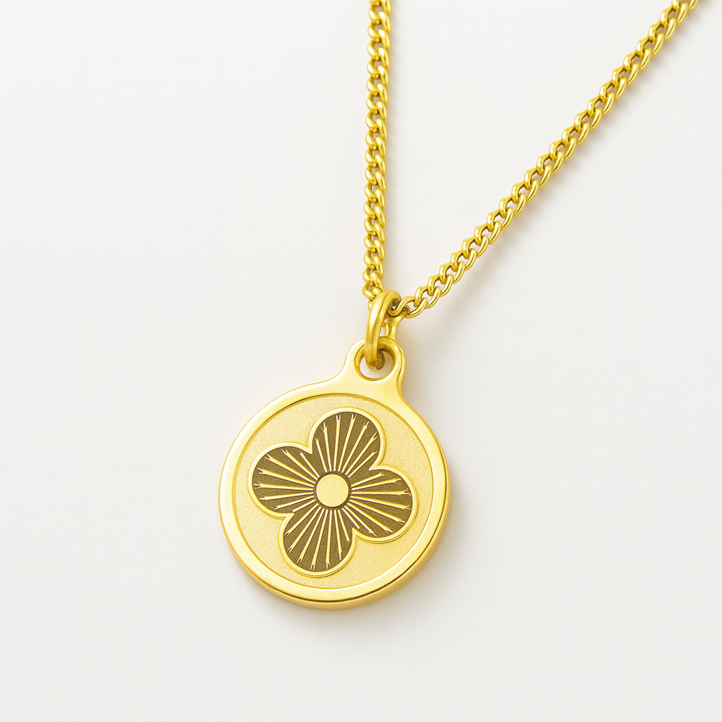 Elizabeth | Clover Coin Pendant Necklace - 18K Gold Plated Four-Leaf Waterproof Chain