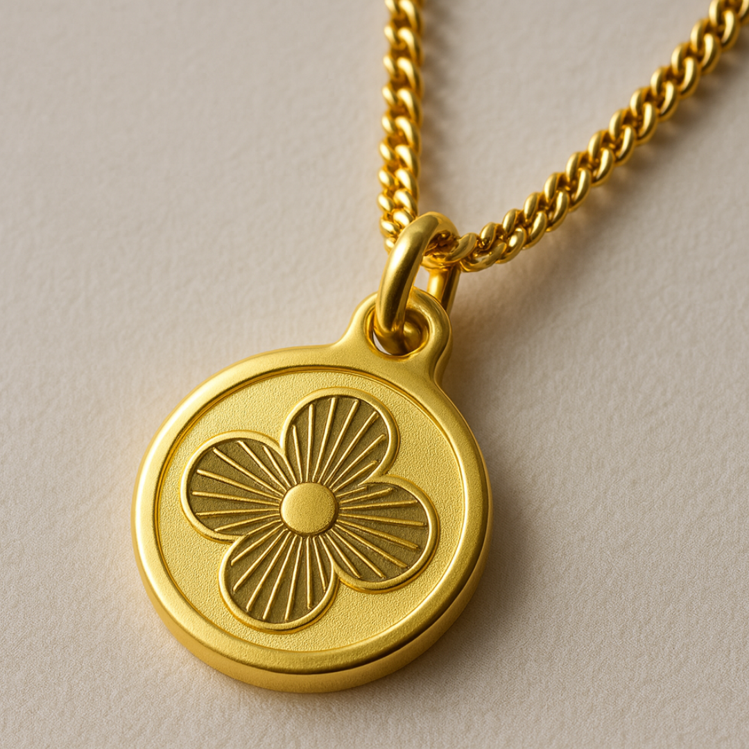 Elizabeth | Clover Coin Pendant Necklace - 18K Gold Plated Four-Leaf Waterproof Chain