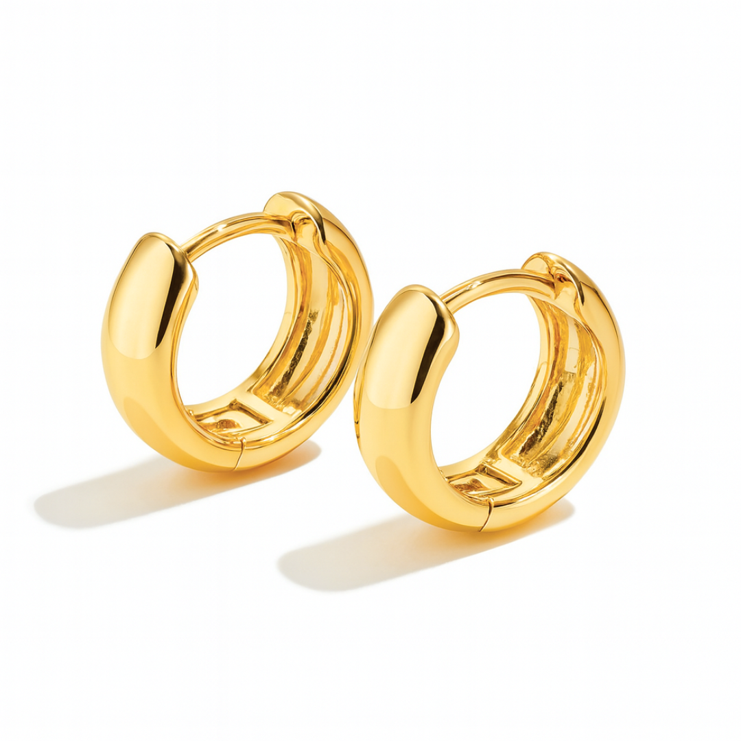 Hannah | 18K Gold Plated Basic Staple Hoop Waterproof Earrings
