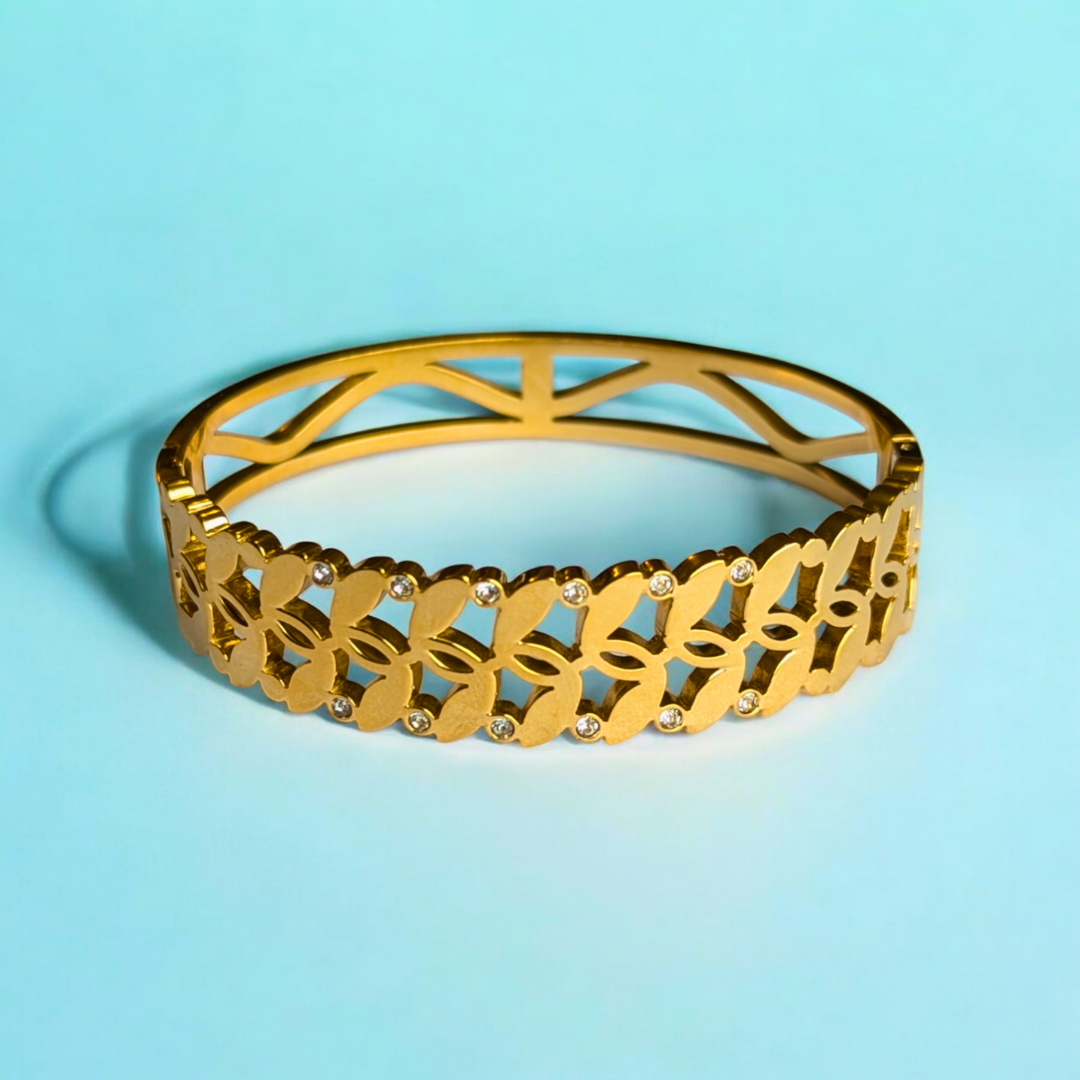Arielle | Gold-Plated Chunky Hollow Cuff Bangle Bracelet